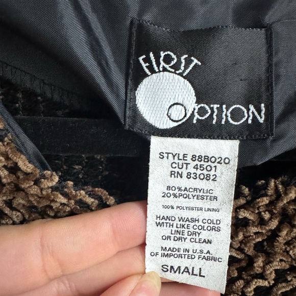 First Option Brown Textured Cropped Jacket Cozy Boho Minimalist Layering S - Picture 4 of 5